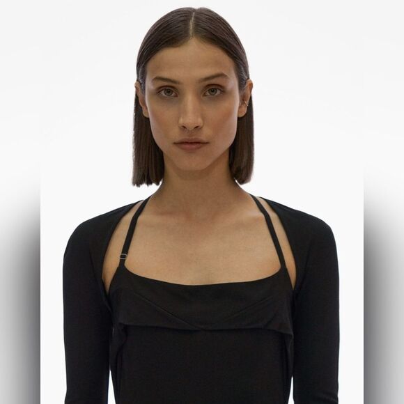 NWT Helmut Lang Midi Cut Out Black Dress - Picture 12 of 14